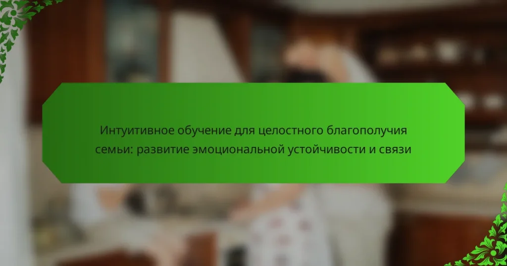 Интуитивное обучение для целостного благополучия семьи: развитие эмоциональной устойчивости и связи