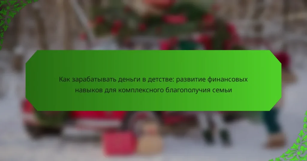 Как зарабатывать деньги в детстве: развитие финансовых навыков для комплексного благополучия семьи