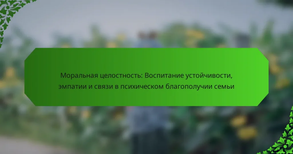 Моральная целостность: Воспитание устойчивости, эмпатии и связи в психическом благополучии семьи