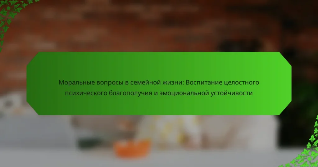 Моральные вопросы в семейной жизни: Воспитание целостного психического благополучия и эмоциональной устойчивости