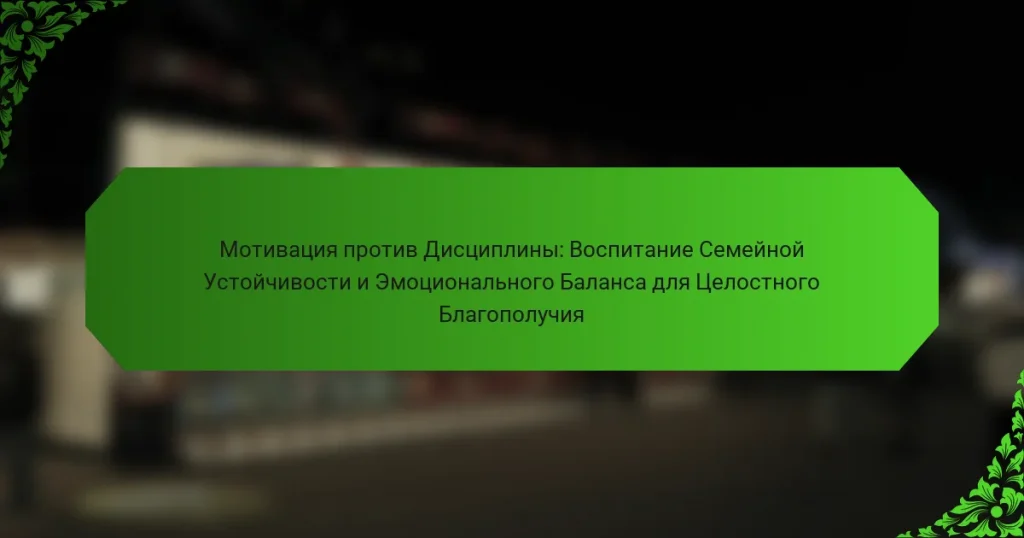 Мотивация против Дисциплины: Воспитание Семейной Устойчивости и Эмоционального Баланса для Целостного Благополучия