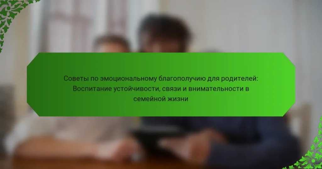 Советы по эмоциональному благополучию для родителей: Воспитание устойчивости, связи и внимательности в семейной жизни