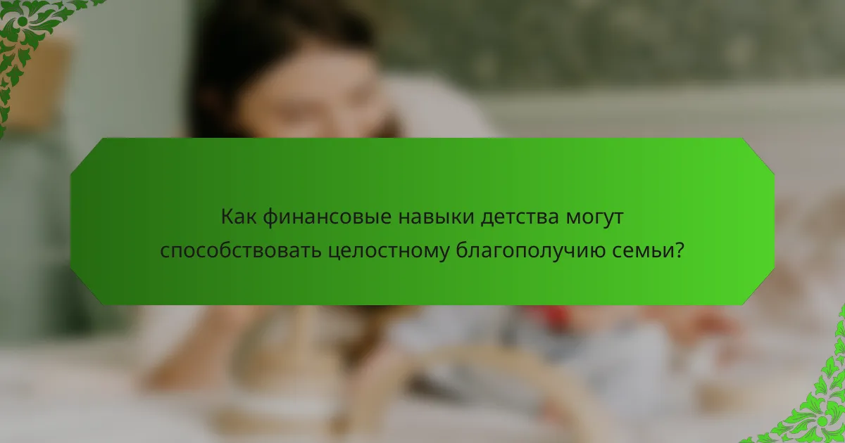 Как финансовые навыки детства могут способствовать целостному благополучию семьи?