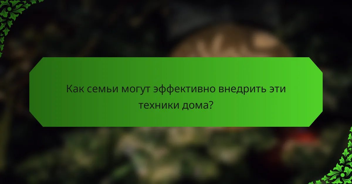 Как семьи могут эффективно внедрить эти техники дома?