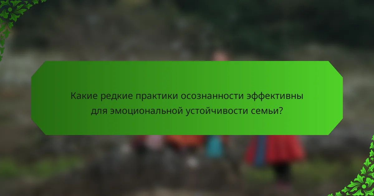Какие редкие практики осознанности эффективны для эмоциональной устойчивости семьи?