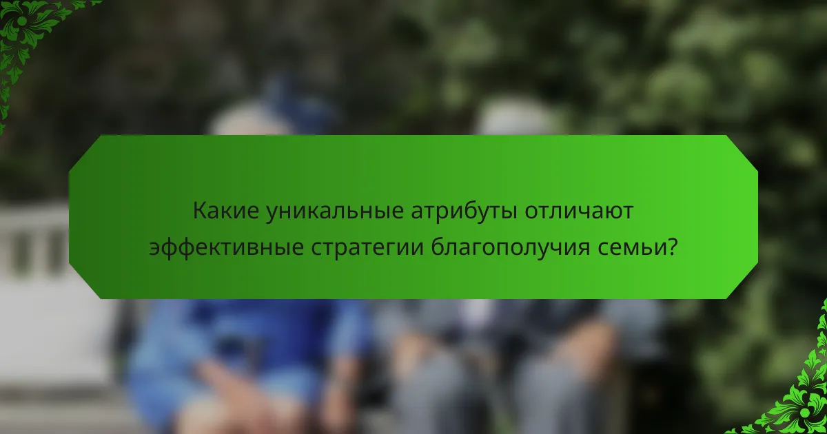Какие уникальные атрибуты отличают эффективные стратегии благополучия семьи?