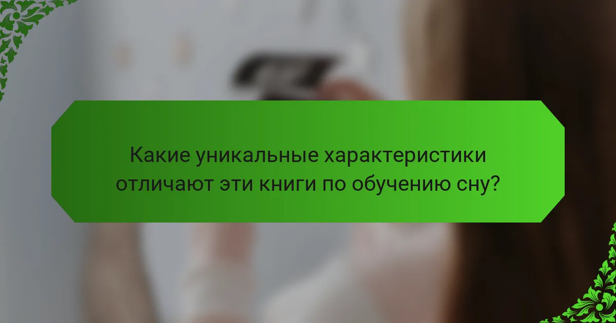 Какие уникальные характеристики отличают эти книги по обучению сну?