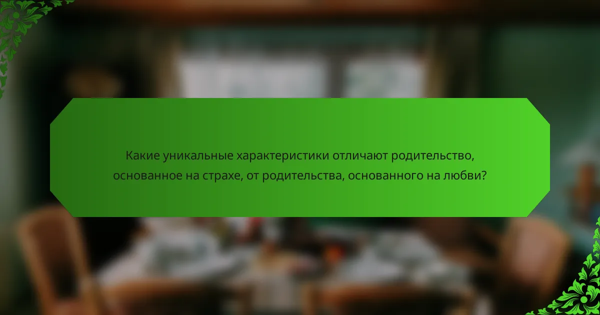 Какие уникальные характеристики отличают родительство, основанное на страхе, от родительства, основанного на любви?
