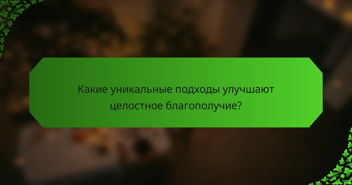 Какие уникальные подходы улучшают целостное благополучие?