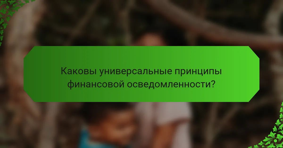 Каковы универсальные принципы финансовой осведомленности?