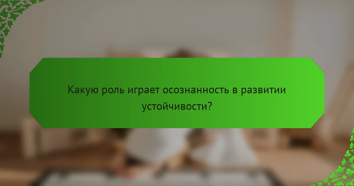 Какую роль играет осознанность в развитии устойчивости?